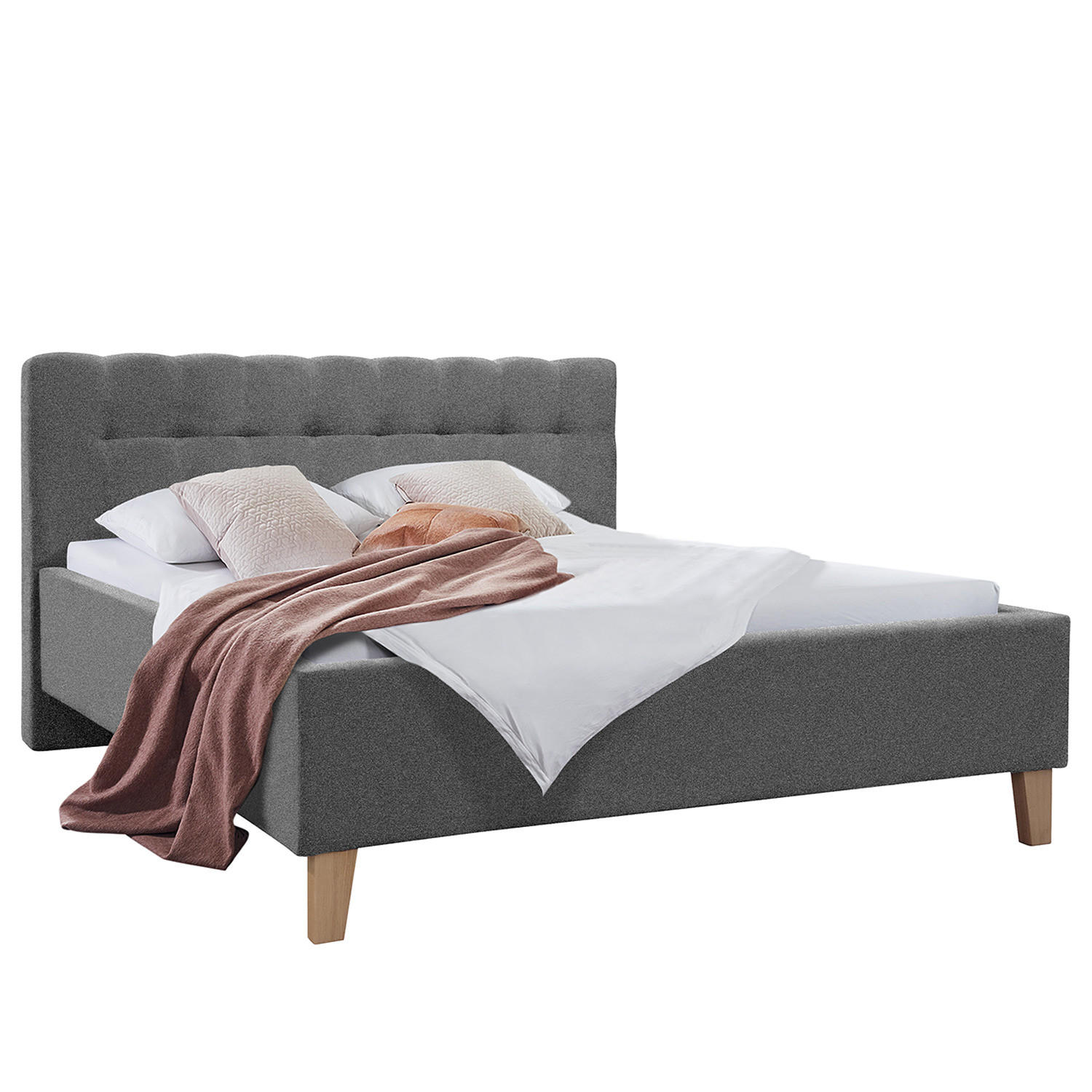 POLSTERBETT - Webstoff - Grau, Textil (140/200cm) - home24