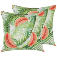 GARTENKISSEN 2er-Set Melonen-Motiv bunt 45/45 cm Lovoleto - Hellgrün, Textil (45/45cm) - Beliani