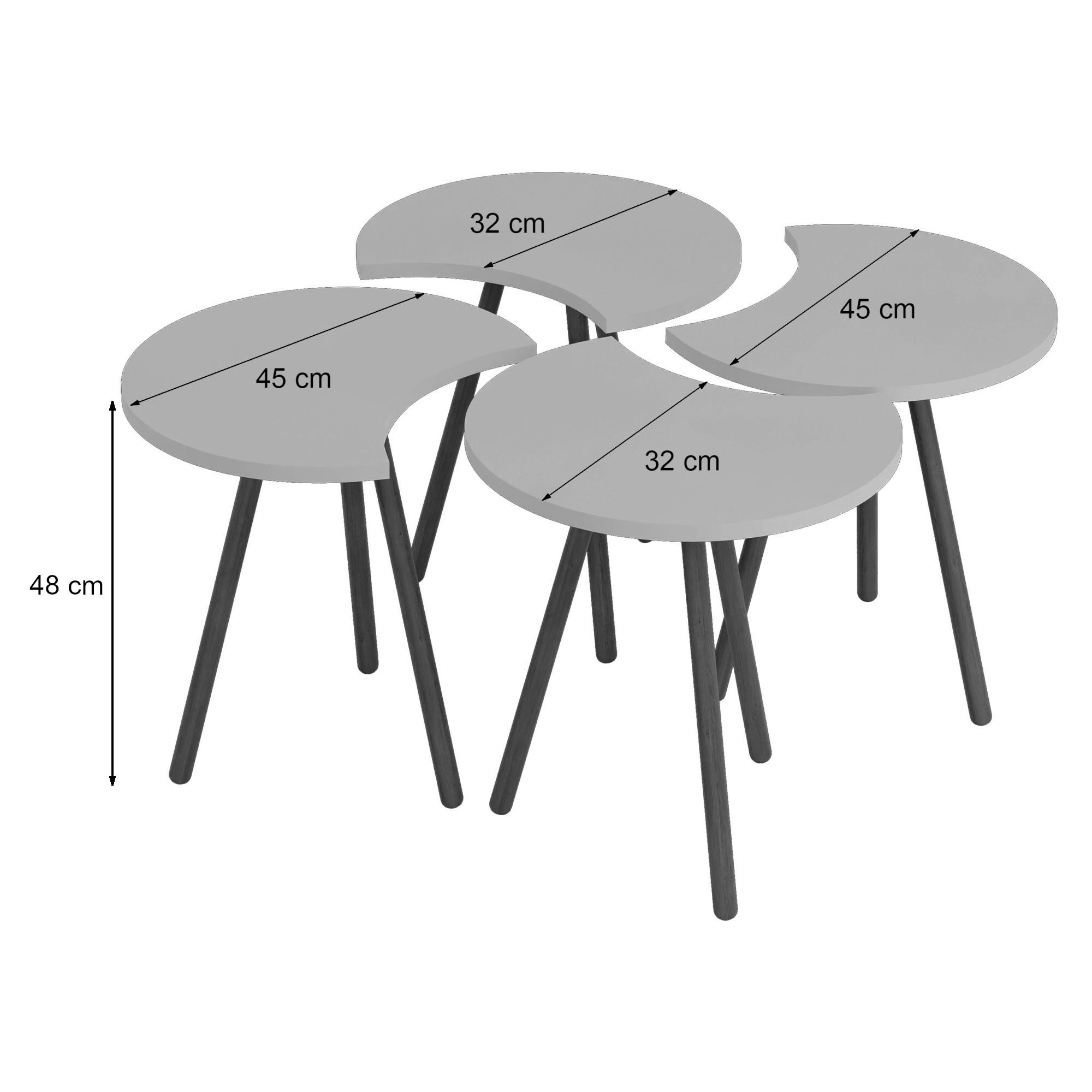COUCHTISCH SET Højer 4-teilig 45/32/48 - Weiß, Holzwerkstoff (32/45/48cm) - [en.casa]