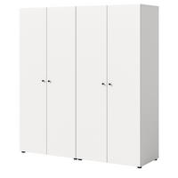 KLEIDERSCHRANK weiß 4-türig 160 cm, Drehtürenschrank mit Kleiderstangen - Schwarz/Weiß, Holzwerkstoff/Kunststoff (160/176/51cm) - Inn.Furn