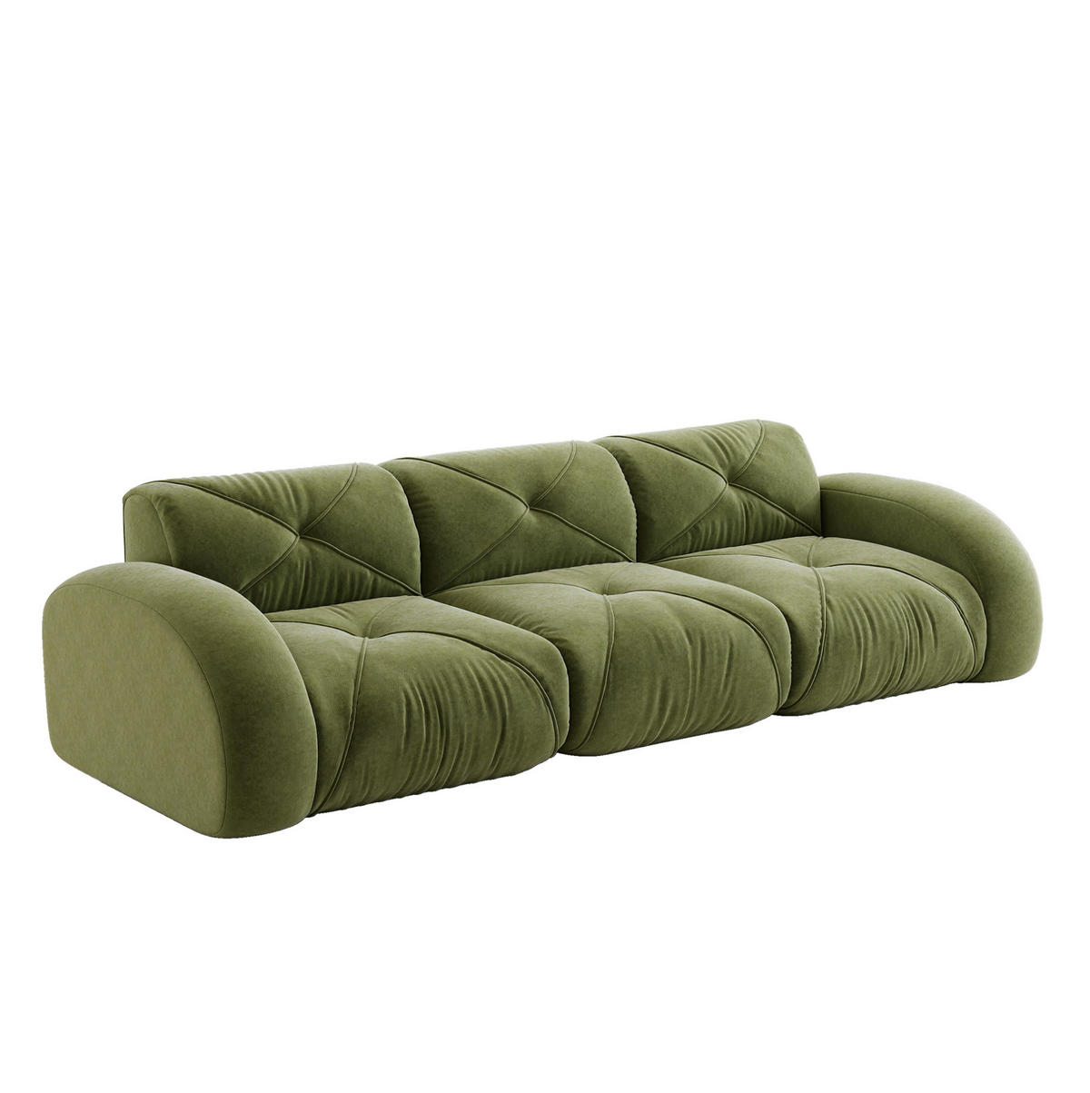 SOFA rahmenlos modular Chenille Grün - Grün, Kunststoff (95/76/281cm) - Meubliv