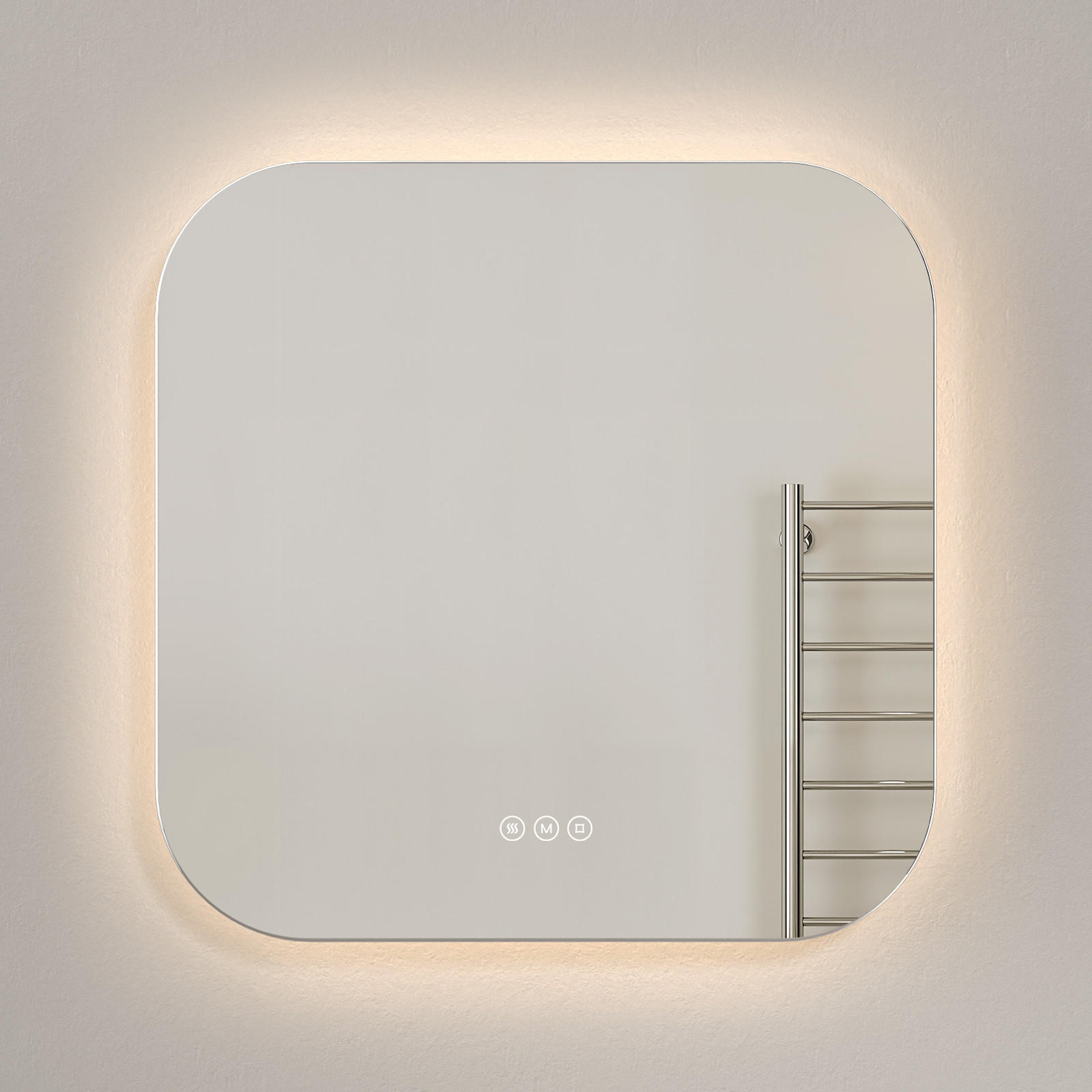 BADSPIEGEL mit Beleuchtung Quadratischer 60/60 cm - Weiß, Glas (60/2.5/60cm) - EMKE