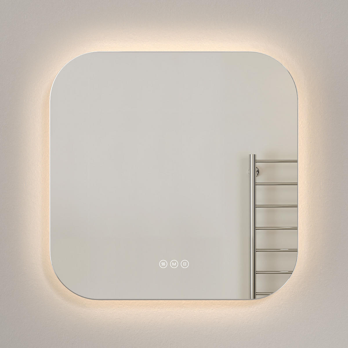 BADSPIEGEL mit Beleuchtung Quadratischer 60/60 cm - Weiß, Glas (60/2.5/60cm) - EMKE