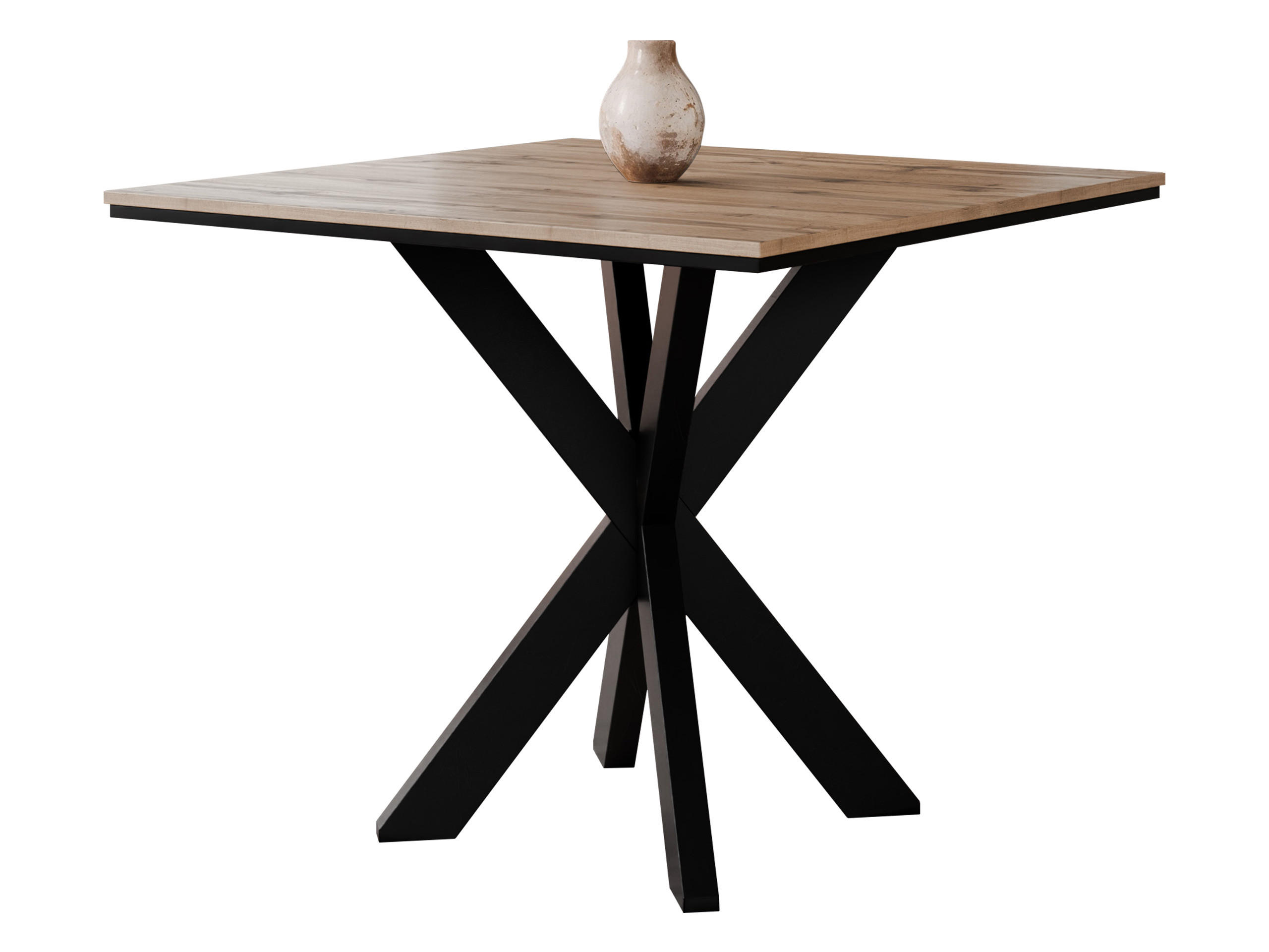 ESSTISCH Paro - Eiche Wotan/Schwarz, Holzwerkstoff/Metall (90/90/74cm) - MIRJAN24