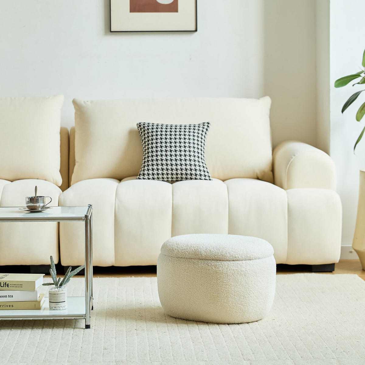 POUF Wolle Weiß - Weiß, Textil (48/31/35cm) - Nordlys