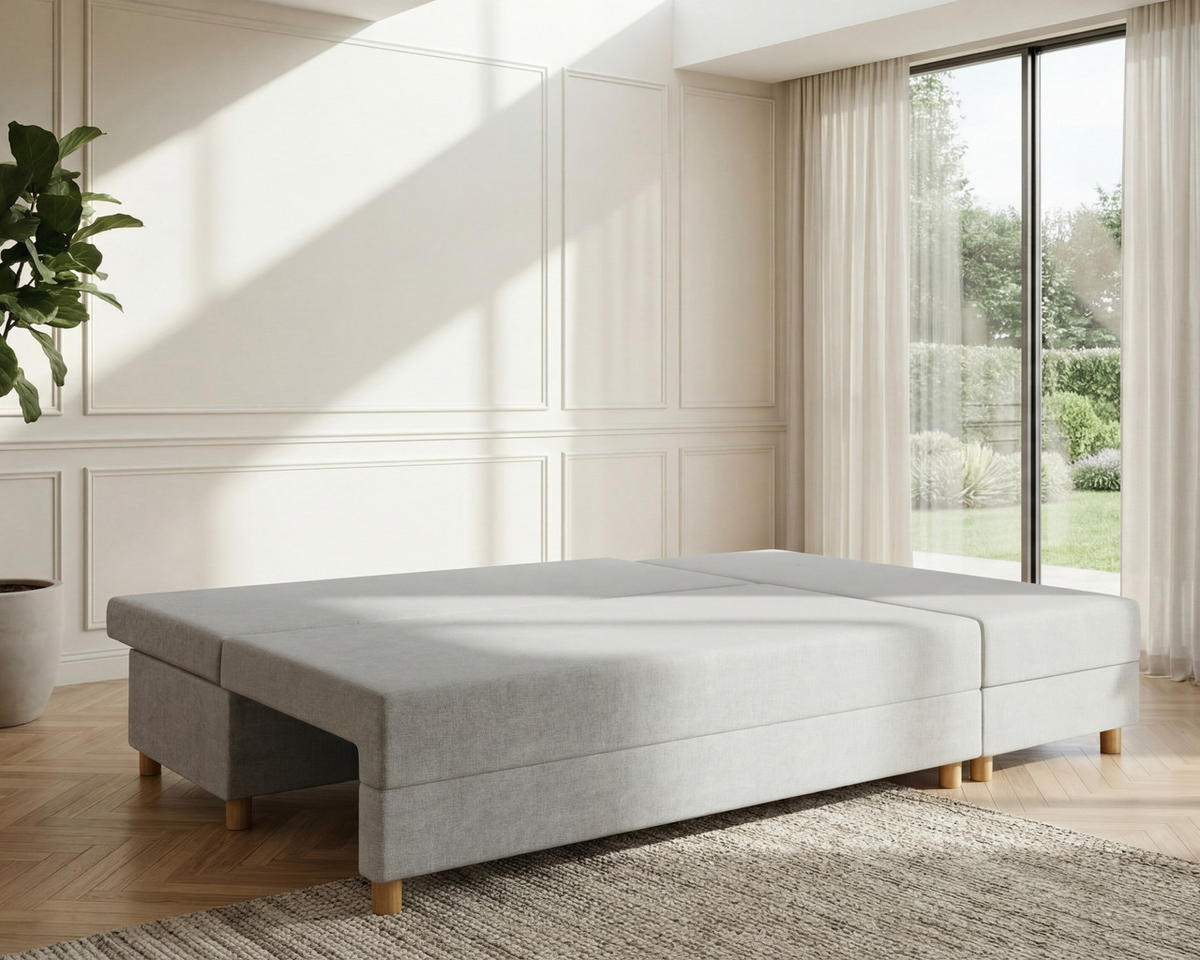 ECKSOFA Lellice L-Form- links oder rechts montierbar, grau - Hellgrau, Holz (214/122cm) - Homesy