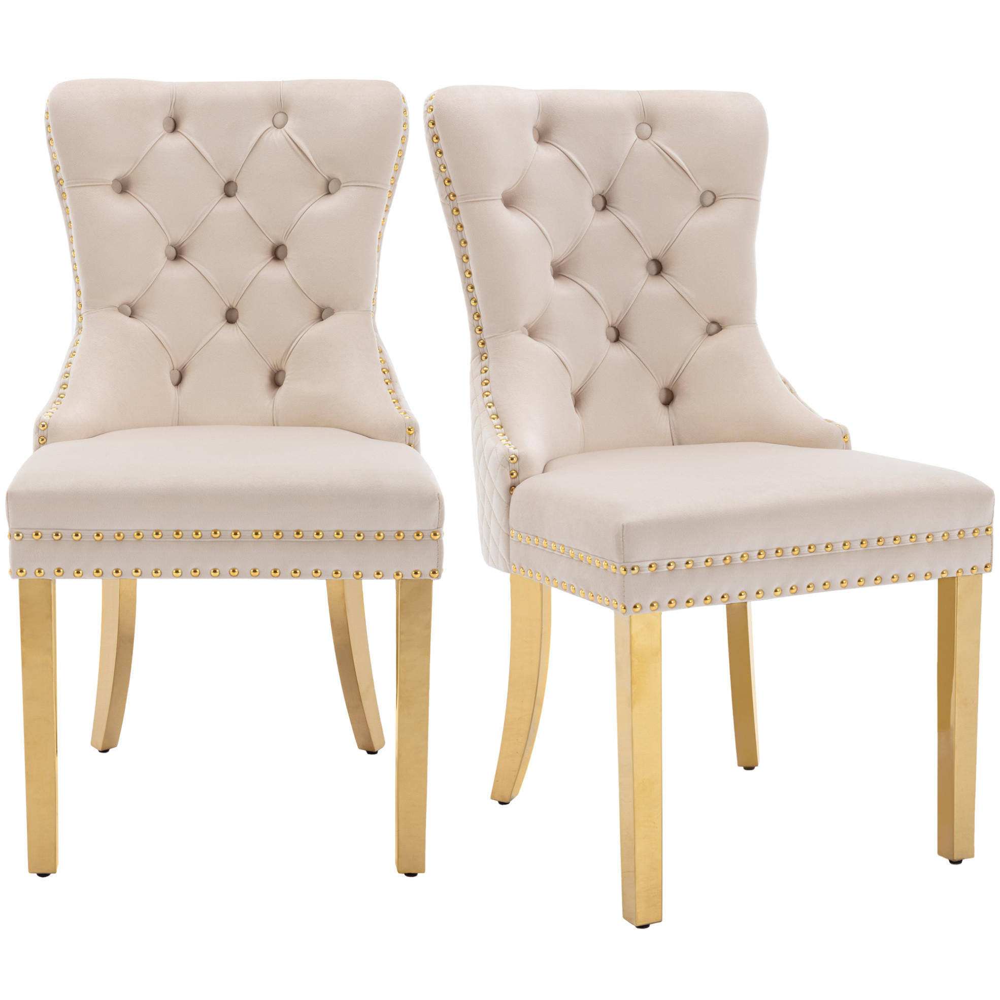 ESSZIMMERSTUHL mit Türklopfer 50,5 x 45 x 95 cm Samt Beige - Beige, Metall (45/95/50.5cm) - Meubliv