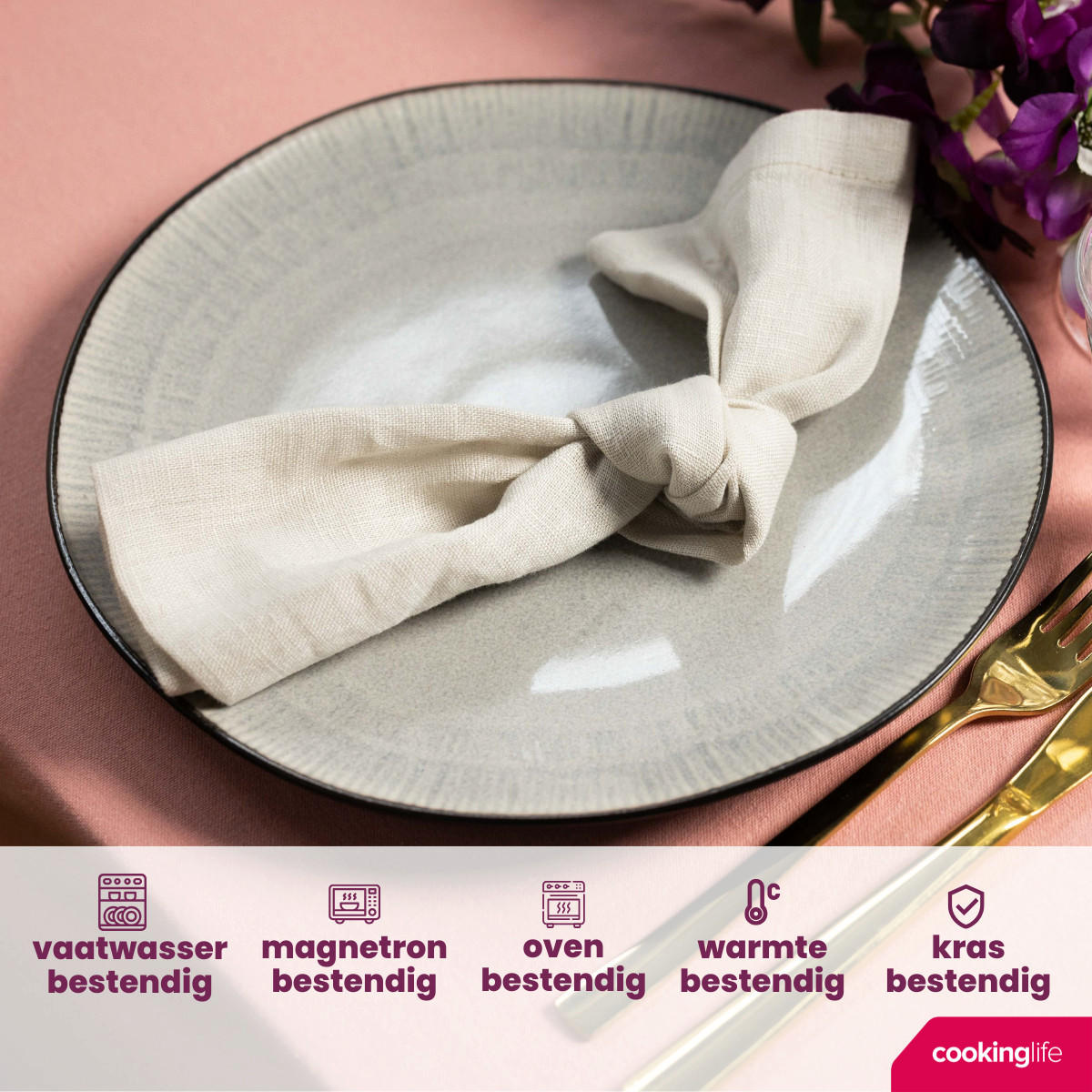 COOKINGLIFE Speiseteller Nola Warm Grey ø 27 cm - 6 Stück - Grau, Keramik (27cm) - Cookinglife