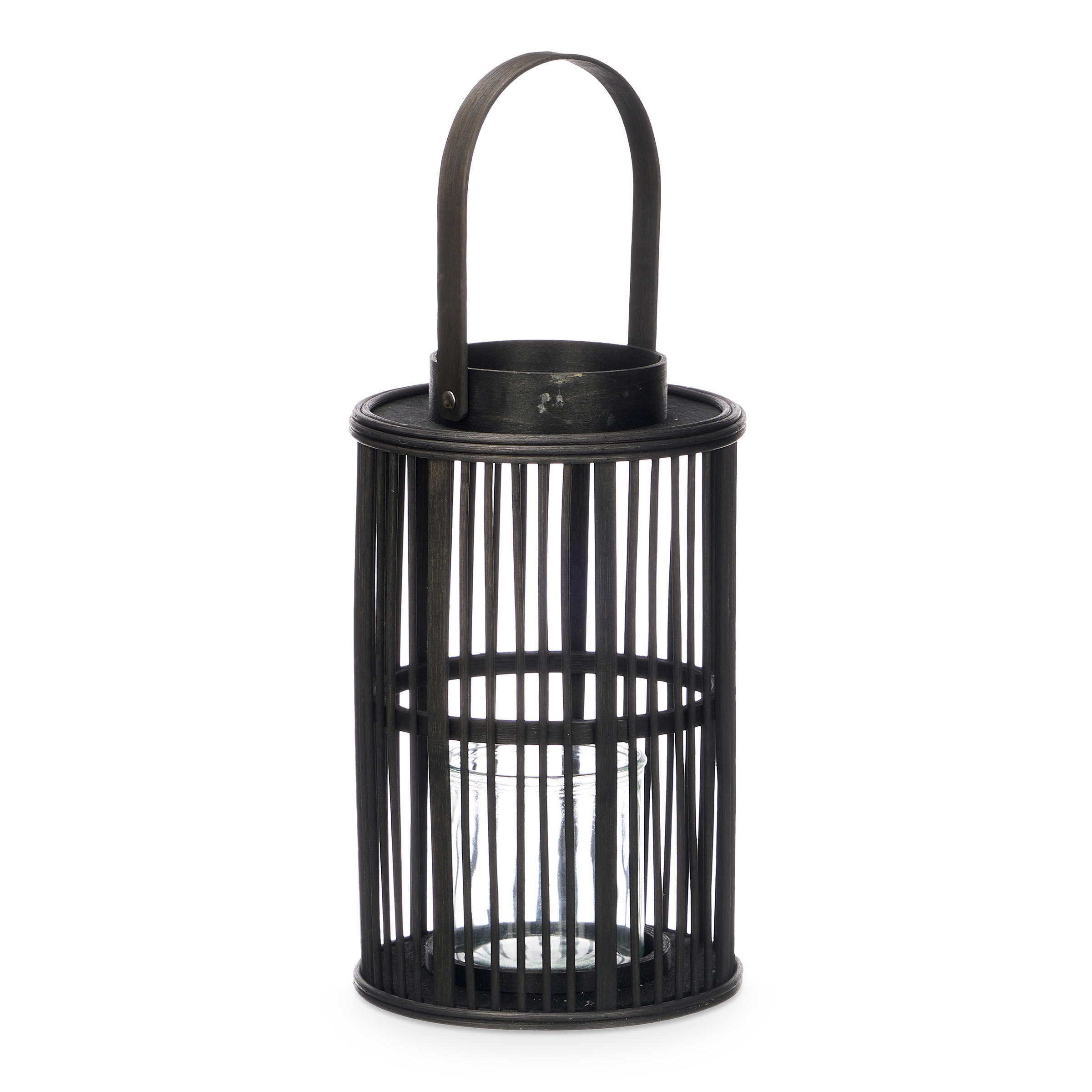 LATERNE Bambus Glow Ø 18,5/44,5 cm - Schwarz, Naturmaterialien (18.5/44.5/18.5cm) - Giftdecor
