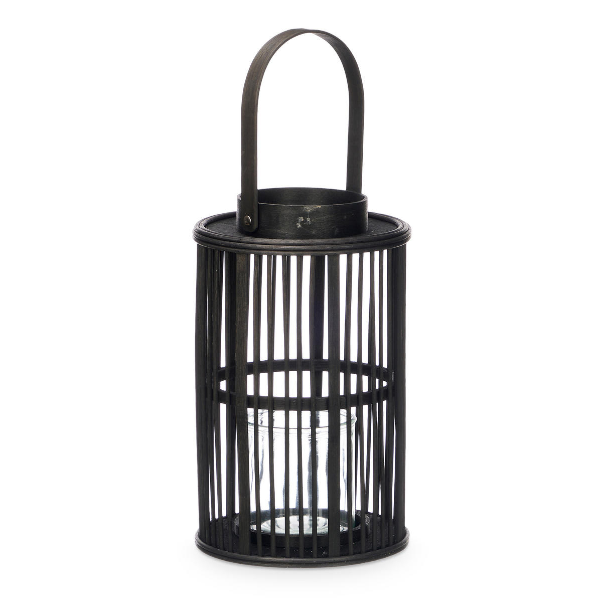 LATERNE Bambus Glow Ø 18,5/44,5 cm - Schwarz, Naturmaterialien (18.5/44.5/18.5cm) - Giftdecor