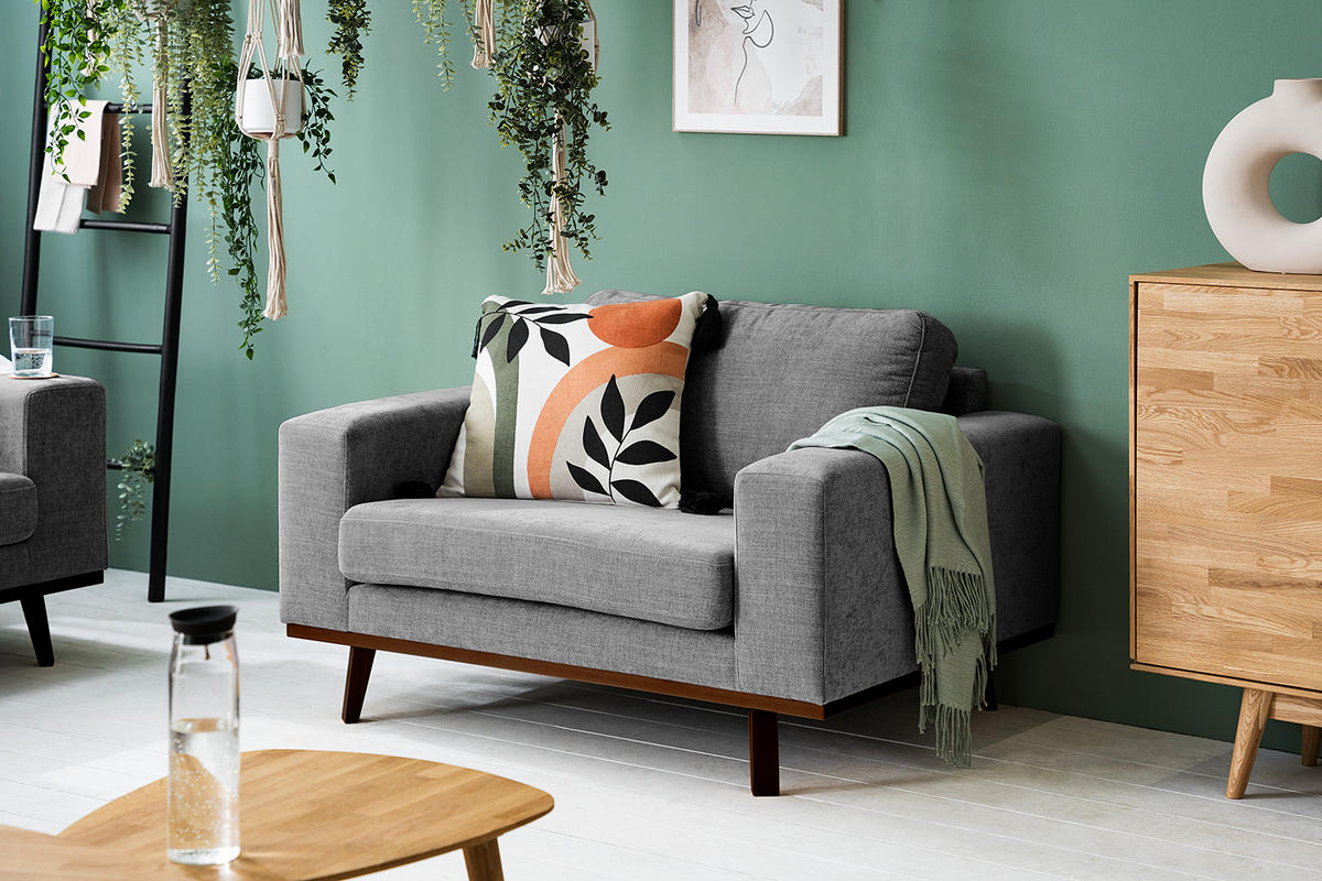 SESSEL - Dunkelgrau/Buchefarben, Buchenholz/Textil (122/81/88cm) - home24