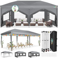 FALTPAVILLON 3x6m Grau mit 6 Seitenteilen, UV Schutz 50+ und höhenverstellbar - Grau, Textil (300/275/600cm)