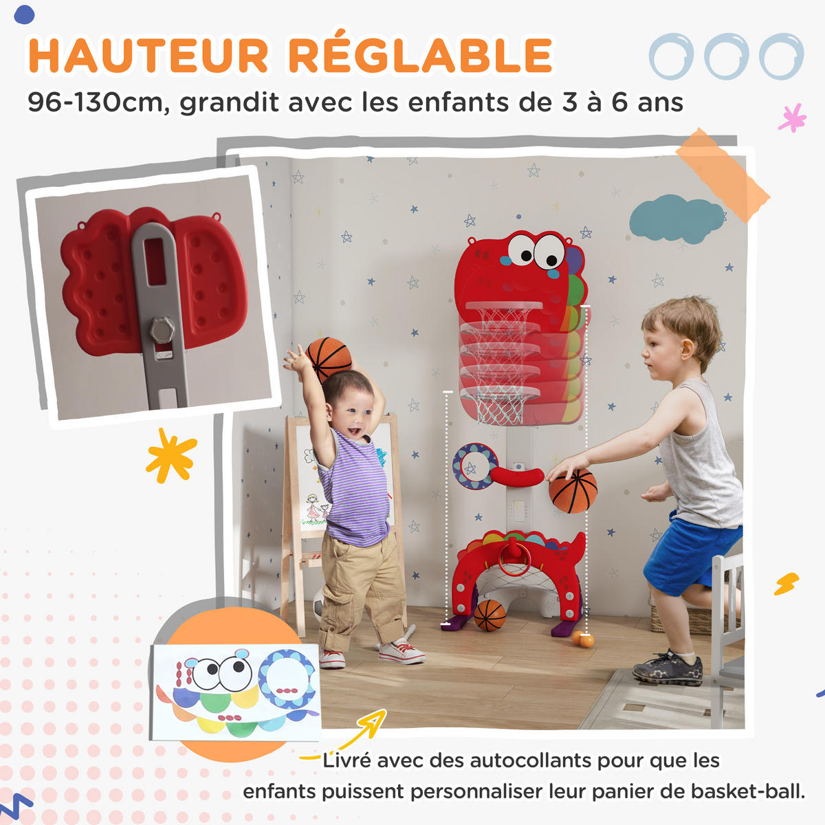 BASKETBALLKORB DE-18378 Bunt - Rot, Kunststoff (51/46cm) - ComfortXL