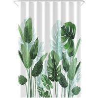 DUSCHVORHANG Strelitzie Polyester Blätter Muster mit Schlaufen schimmelresistent - Grün, Textil (180/200cm) - MCBOSON