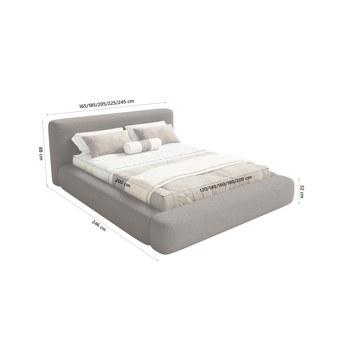 POLSTERBETT Fummo 140x200 cm, Braun - Braun, Textil (140/200cm) - Fedve