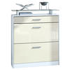 SCHUHSCHRANK Loret Front in Creme Hochglanz - Creme, Holzwerkstoff (89/104/23cm) - Vladon