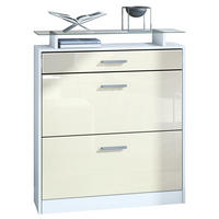 SCHUHSCHRANK Loret Front in Creme Hochglanz - Creme, Holzwerkstoff (89/104/23cm) - Vladon