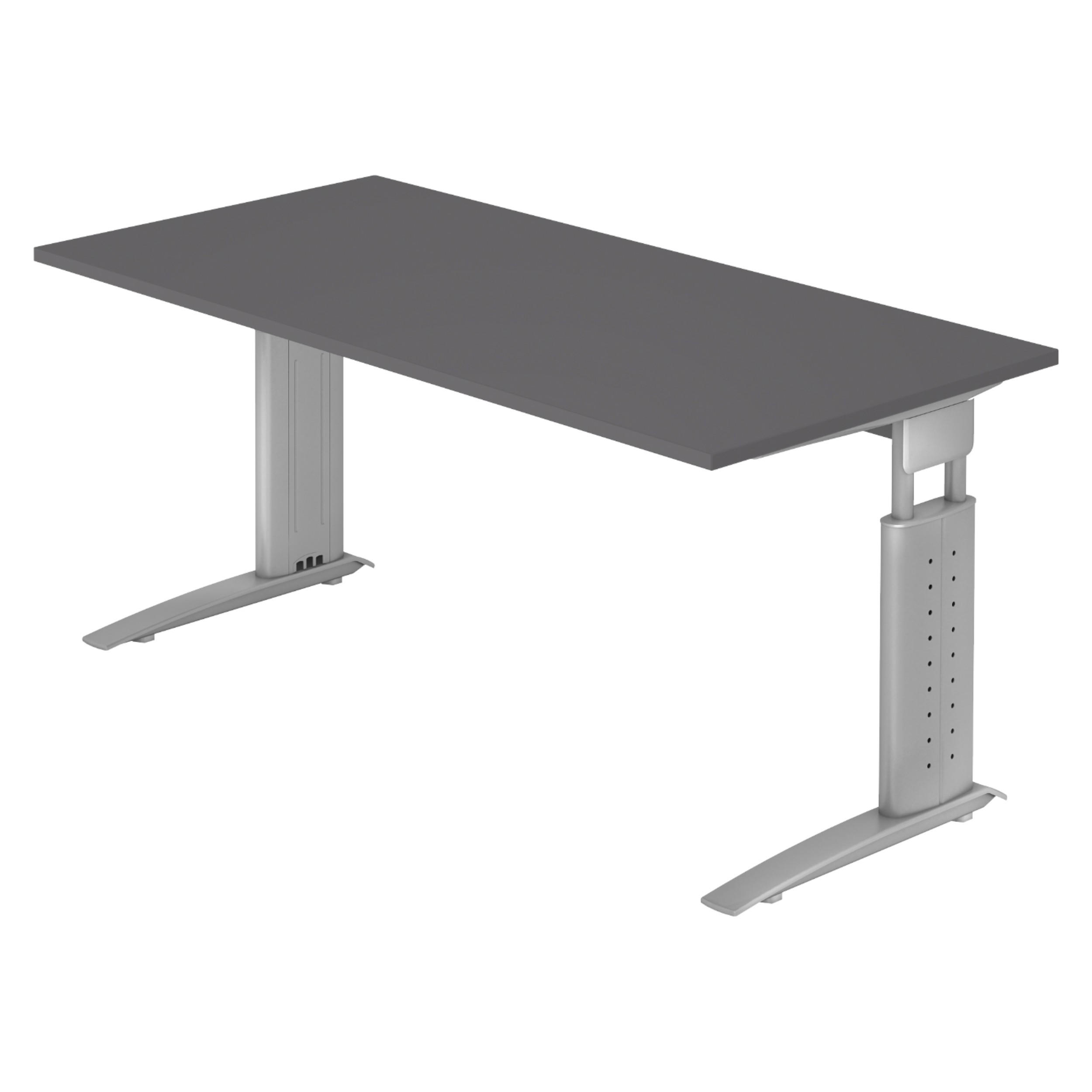SCHREIBTISCH Serie-U 80/160/74 cm in Graphitfarben/Silberfarbengrau - Silberfarben/Graphitfarben, Holzwerkstoff (80/160/74cm) - bümö