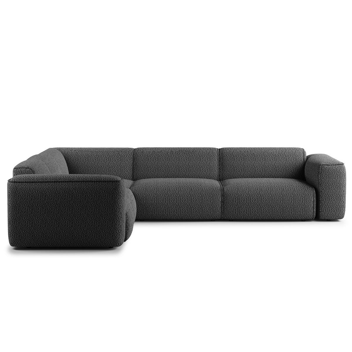 ECKSOFA mit Rundecke - Anthrazit/Schwarz, Kunststoff/Textil (325/260cm) - home24