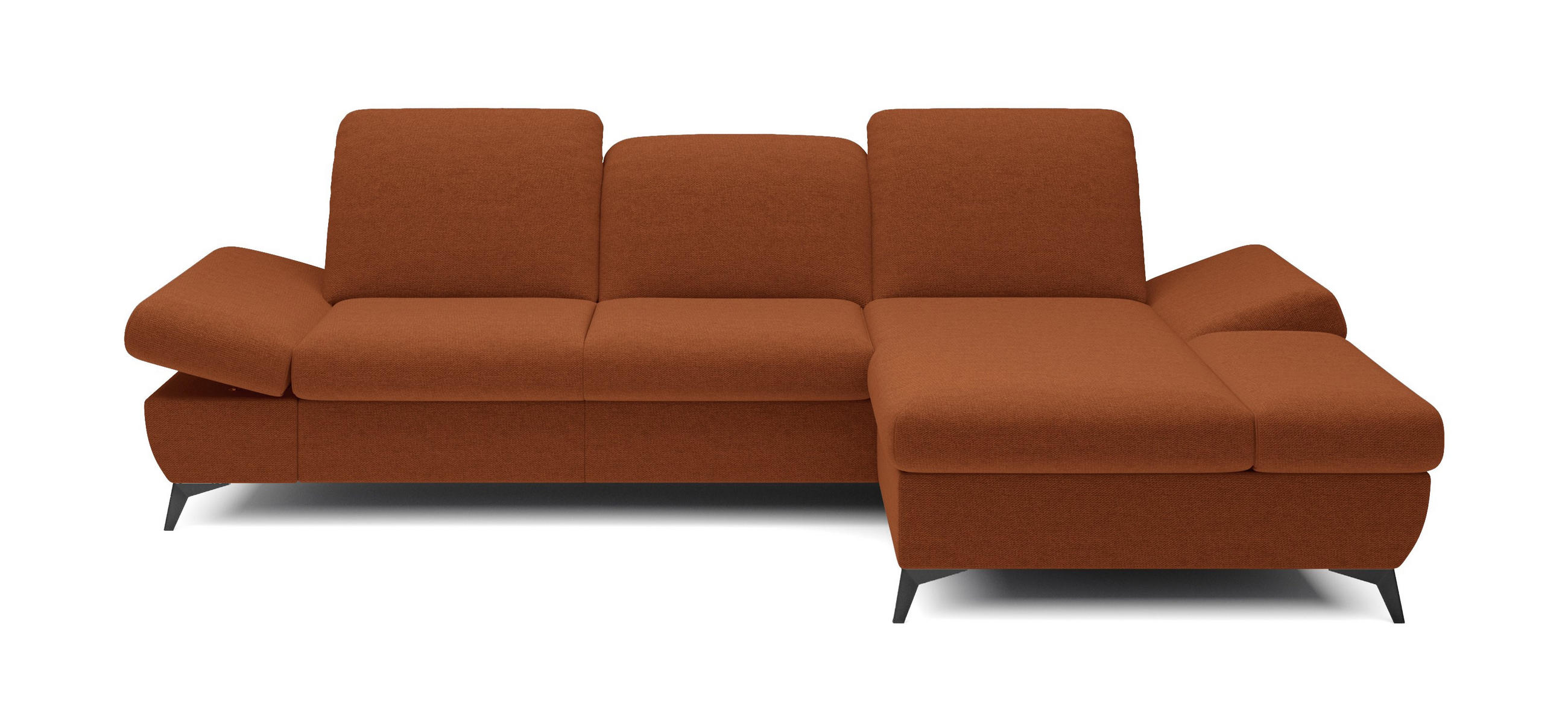 ECKSOFA FELICE R-S Orange Geflochtener Stoff mit Schlaffunktion - Orange, Holz (284/166cm) - MASSENO