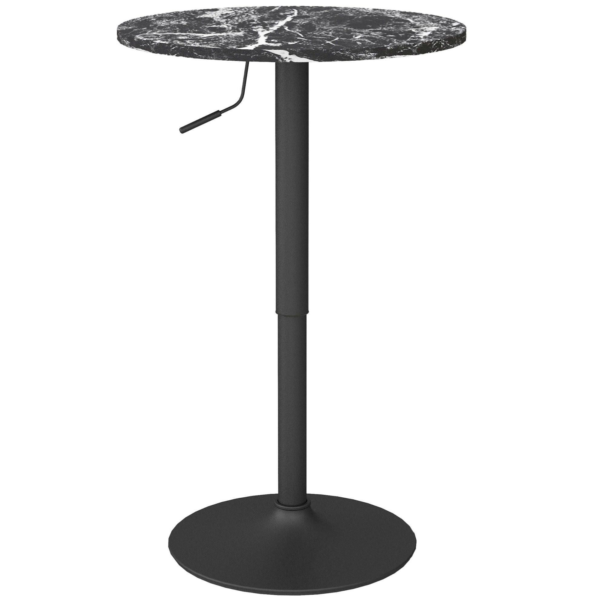 BISTROTISCH 60 cm Höhenverstellbar Schwarz aus Melamin und Stahl - Schwarz, Holzwerkstoff (60/60/93.5cm) - OKWISH