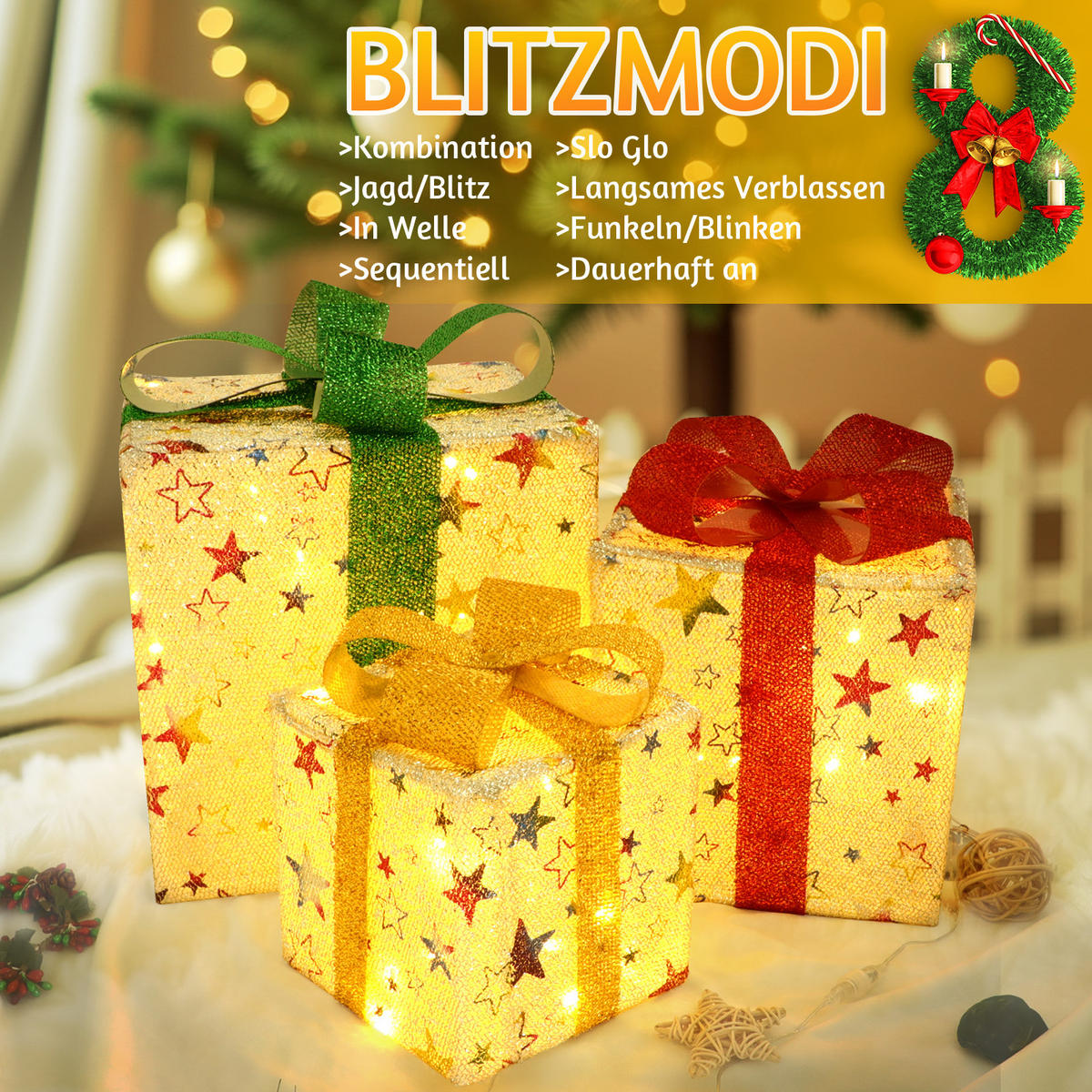 LED-DEKOLEUCHTEN Sparklix 25.5/25.5/25.5cm - Multicolor, Kunststoff (25.5/25.5/25.5cm) - ZMH