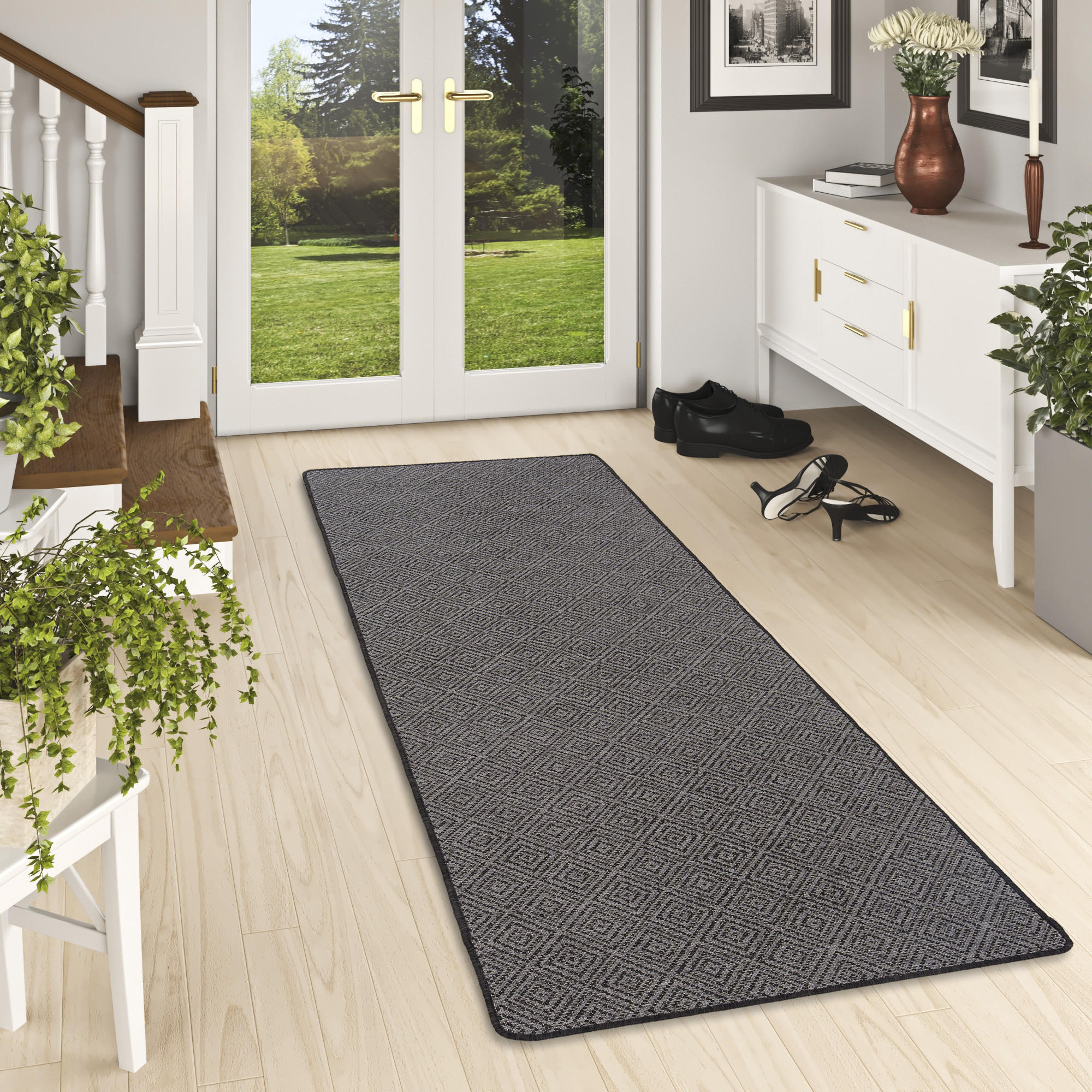 IN- UND OUTDOOR TEPPICH LÄUFER BEIDSEITIG NEWPORT - Anthrazit, Textil (100/400cm) - Snapstyle