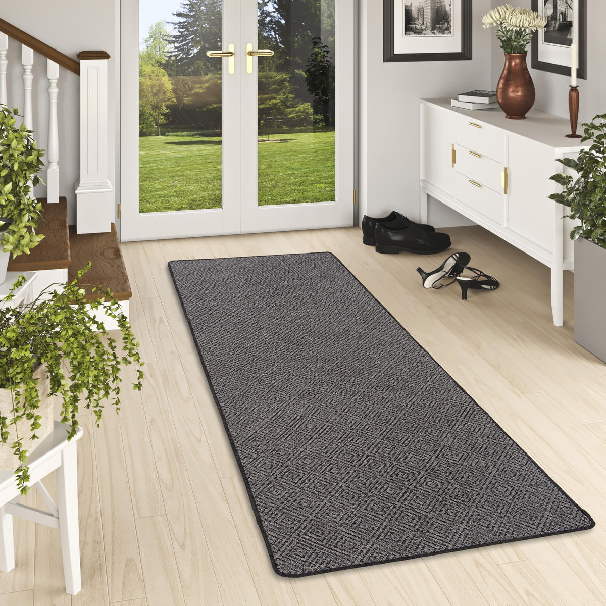 IN- UND OUTDOOR TEPPICH LÄUFER BEIDSEITIG NEWPORT - Anthrazit, Textil (80/320cm) - Snapstyle