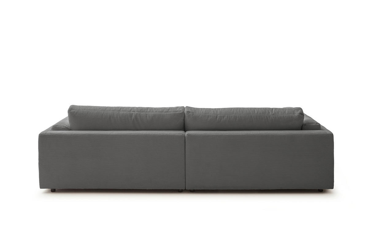 BIG SOFA RAINA Grau Cord - Schwarz/Grau, Kunststoff/Textil (294/85/150cm) - KAWOLA