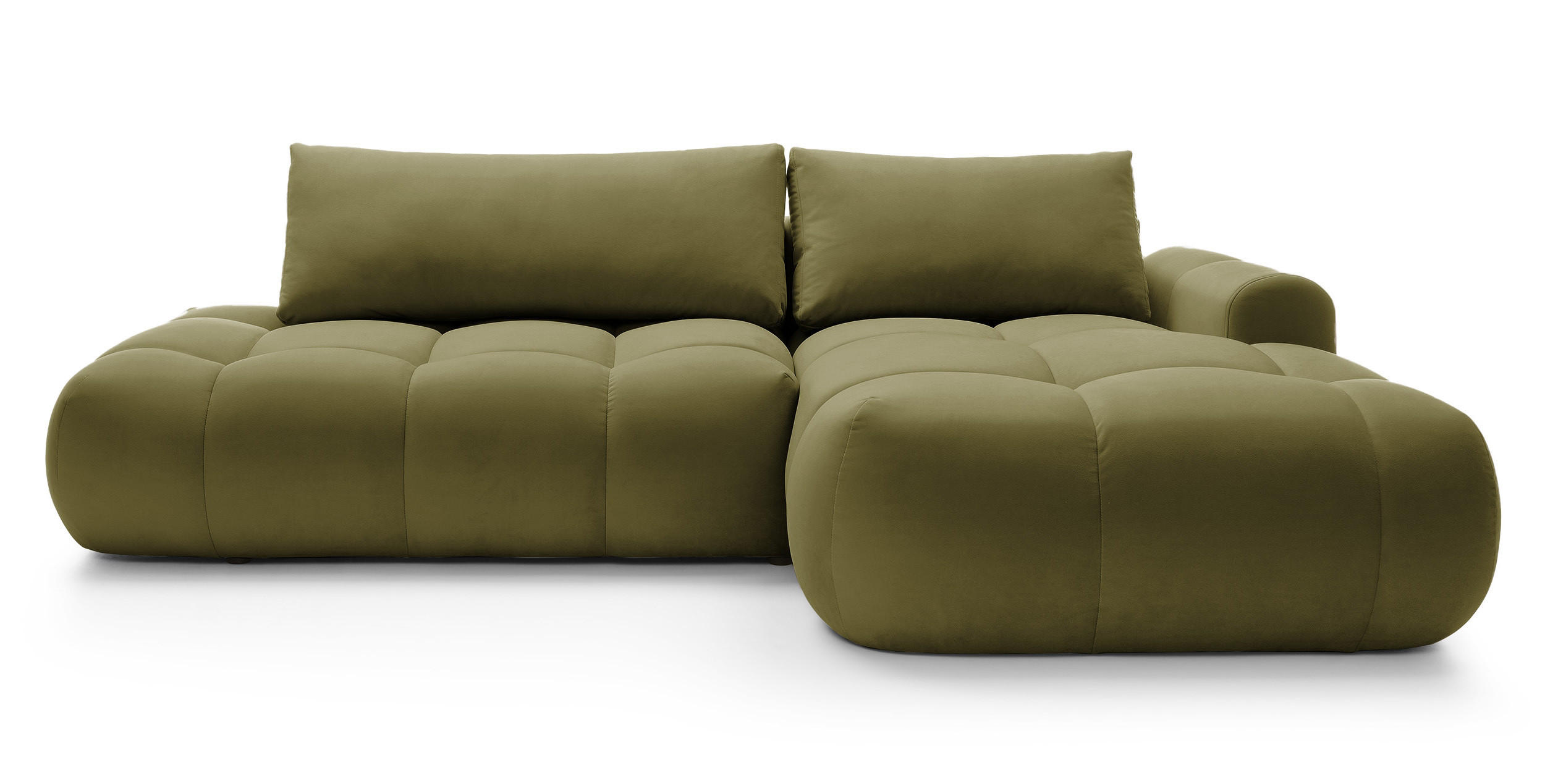 ECKSOFA Ombo Olivgrün Velours 280 cm - Schwarz/Olivgrün, Kunststoff/Textil (284/167cm) - Selsey