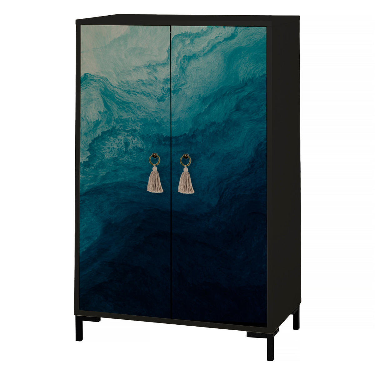 SIDEBOARD aus MDF mit 2 dekorativen Türen WALTER - Blau, Holzwerkstoff (45/123/75cm) - RNT By Really Nice Things