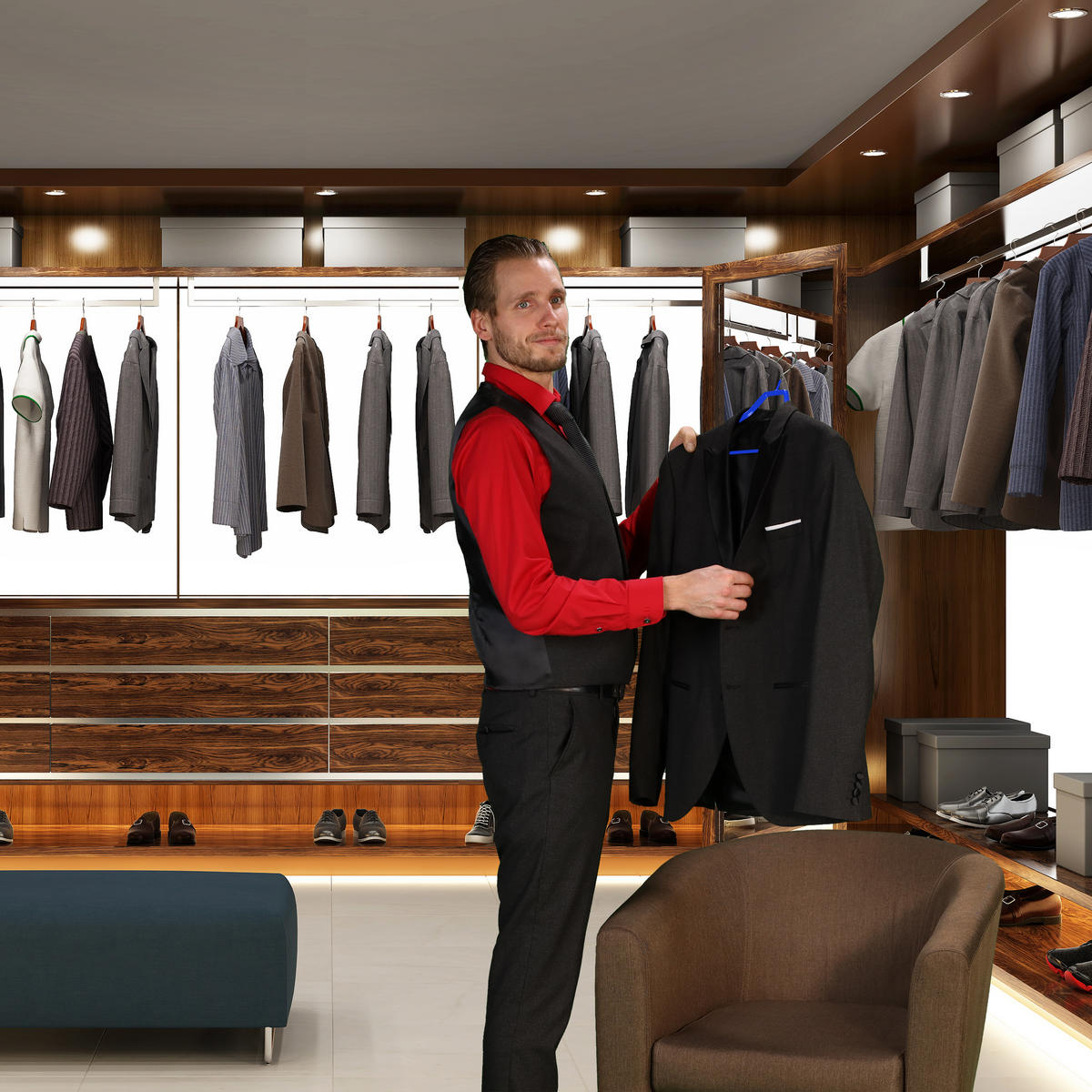 10XVEŠIAKY na oblek - modrá, kov/plast (45/19/3.5cm) - Relaxdays