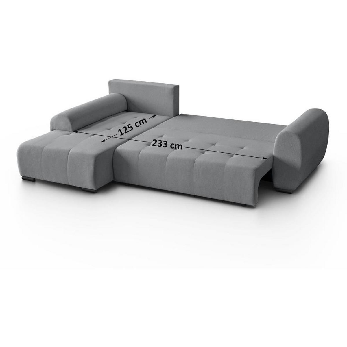 ECKSCHLAFSOFA Diana mt Bettkasten grau links - Schwarz/Grau, Textil (255/175cm) - Beautysofa