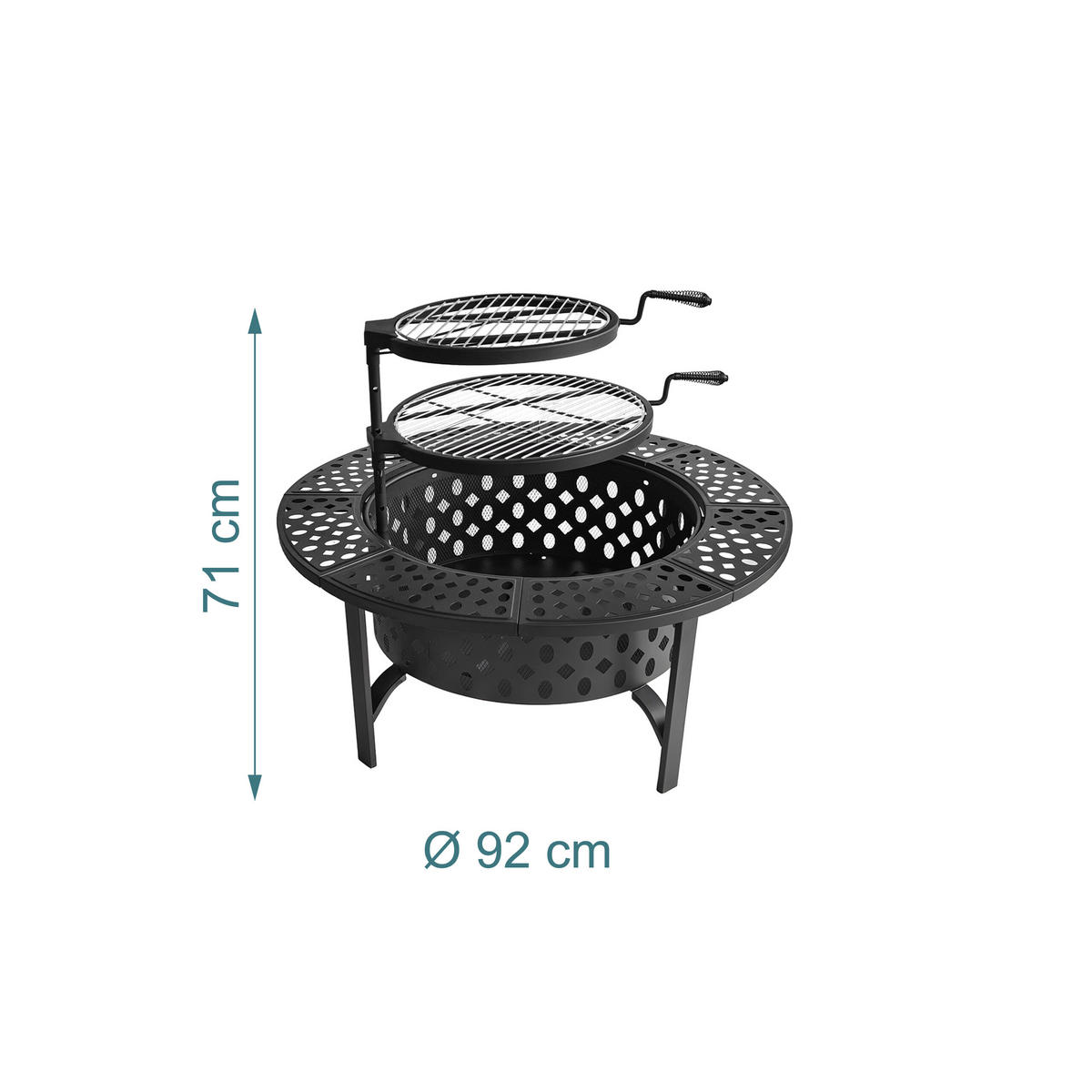 FEUERSCHALE - Schwarz, Textil/Metall (92/71/92cm) - Relaxdays