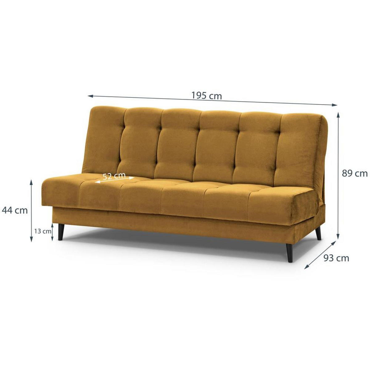 3-SITZER Schlafsofa Nancy gelb - Gelb, Holz/Textil (220/89/93cm) - Beautysofa