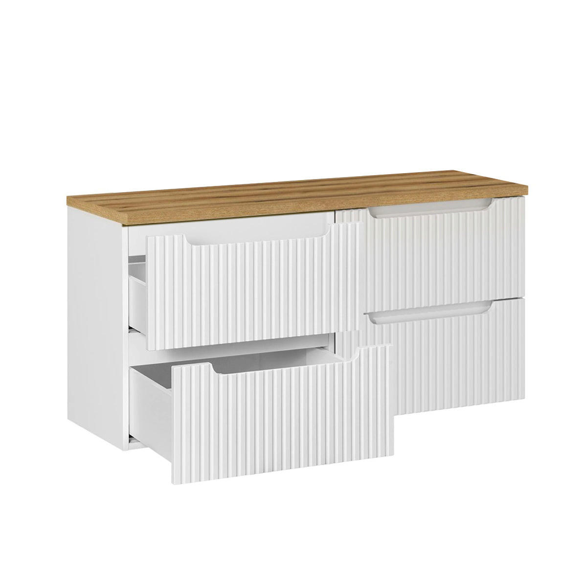 WASCHTISCHUNTERSCHRANK 120.4cm Riva Weiß und Holz - Weiß, Holzwerkstoff (120.4/59/40cm) - Petits-meubles
