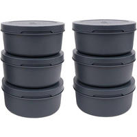 FRISCHHALTEDOSE Pizzateigbox – ø 16 cm / 250 Gramm – Schiefer – 6 Stück - Grau, Kunststoff (2/8/16cm)