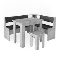 ECKBANKGRUPPE Roman Beton 150 x 41.5 cm mit Tisch - Schieferfarben, Holzwerkstoff (150/80/120cm) - Vicco