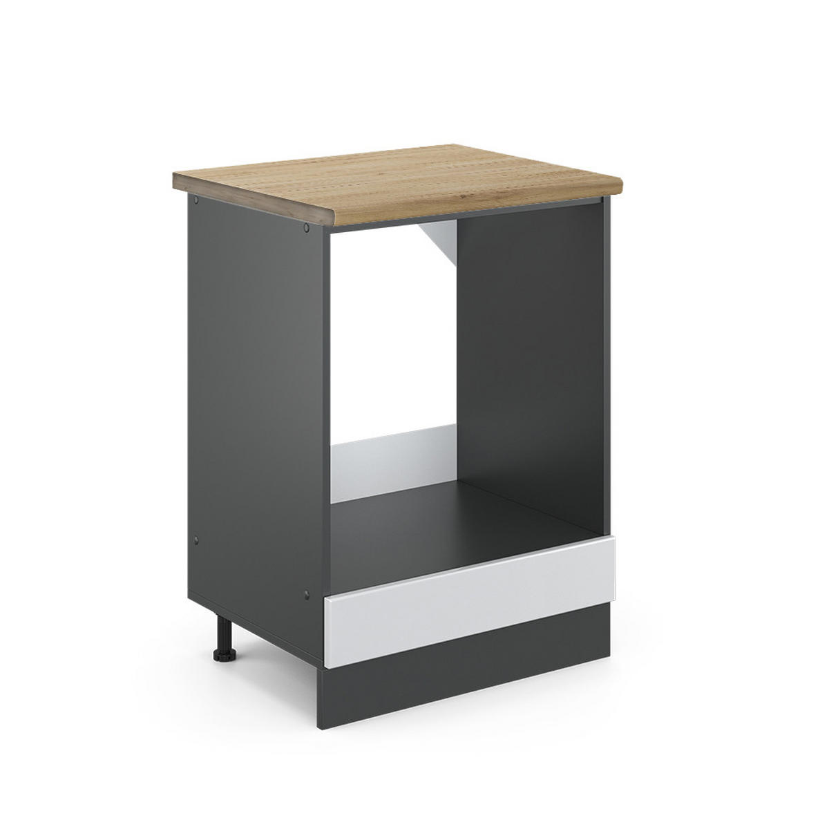 HERDUMBAUSCHRANK R-Line Weiß Landhaus 60 cm, AP Eiche - Anthrazit/Weiß, Holzwerkstoff (60/81.6/60cm) - Vicco