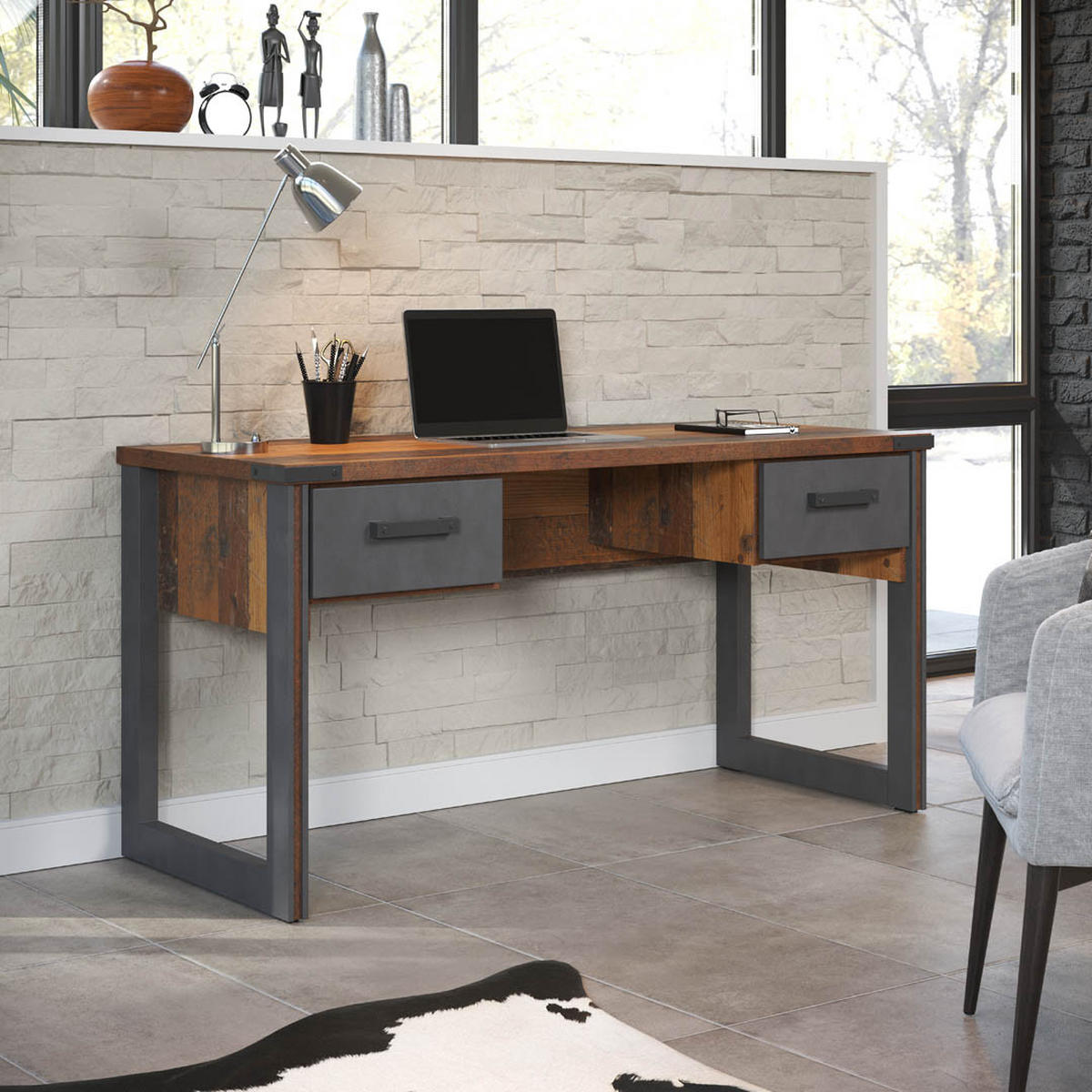 SCHREIBTISCH Holz - Braun, Holzwerkstoff (60/148/75cm) - ebuy24