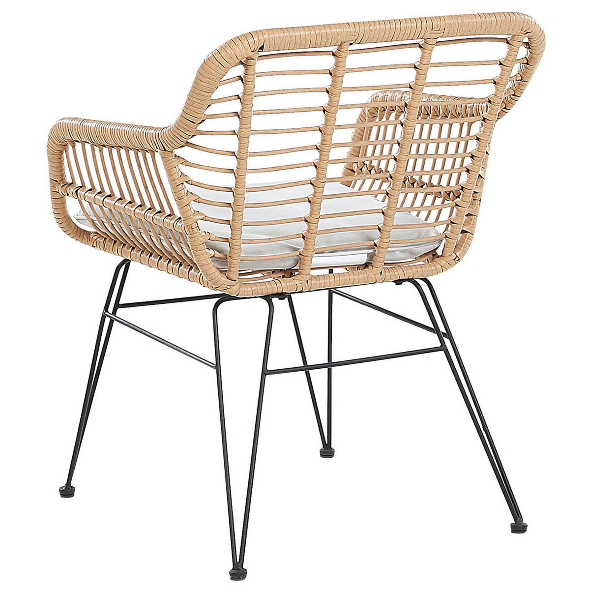 BALKONSET 2-Sitzer Rattan natürlich Auflagen hellgrau Trestina - Beige/Schwarz, Kunststoff - Beliani