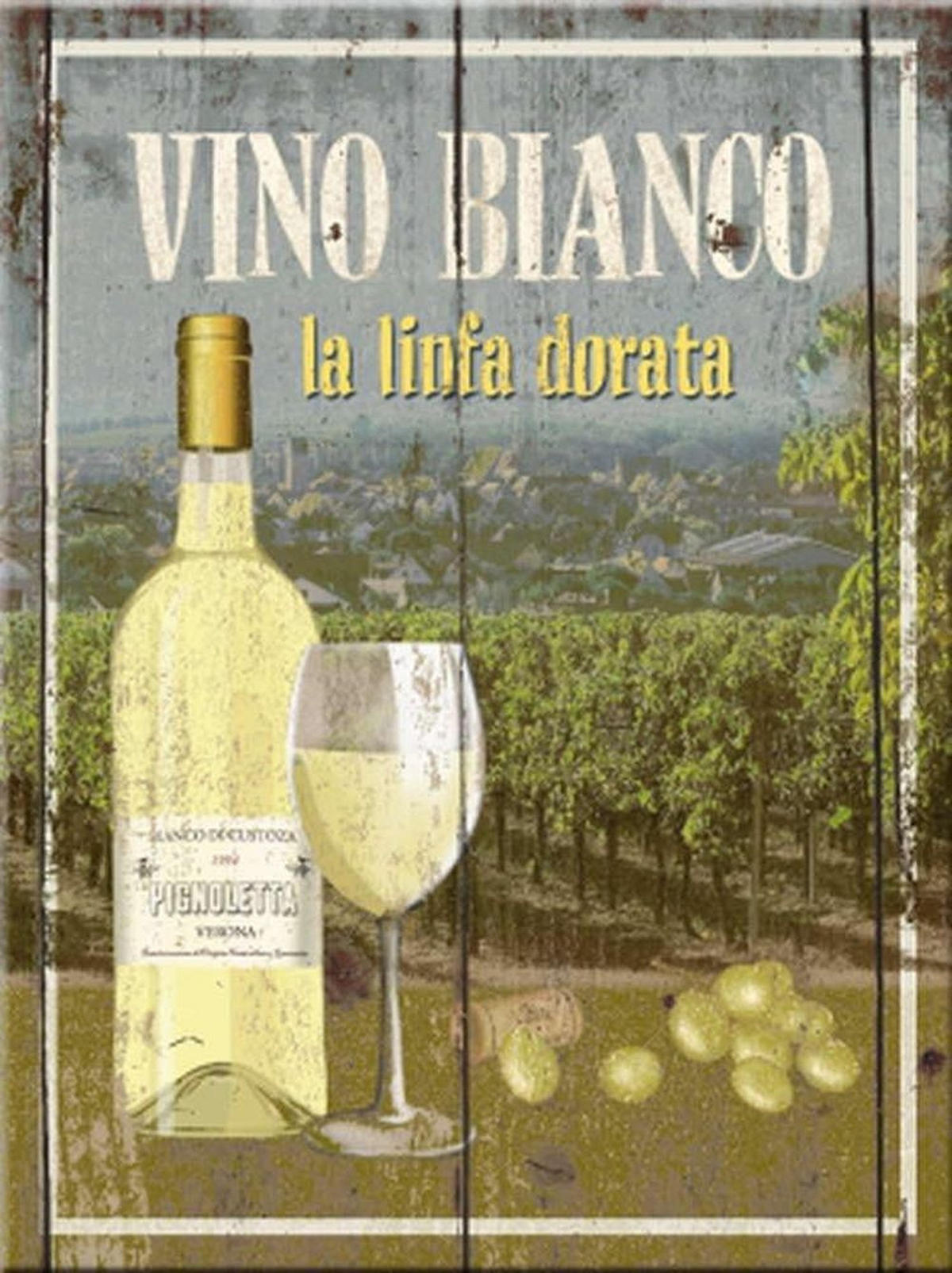 MAGNET 6/8 cm Vino Bianco - Multicolor, Metall (6/8/0.1cm) - Nostalgic-Art