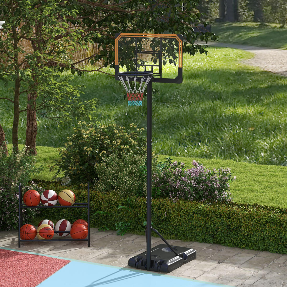 BASKETBALLSTÄNDER DE-10570 höhenverstellbar 182-213 cm Schwarz - Schwarz, Metall (74/71cm) - ComfortXL