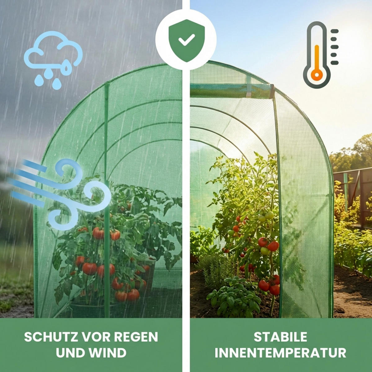 TUNNELGEWÄCHSHAUS mit aufrollbaren Seitenwänden, Grün, 200x300x200 cm - Grün, Metall (200/200/300cm) - Akord