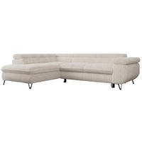 ECKSOFA PEDRO L Beige Cord - Links Seite - Beige/Schwarz, Textil/Metall (208/273cm) - MKS