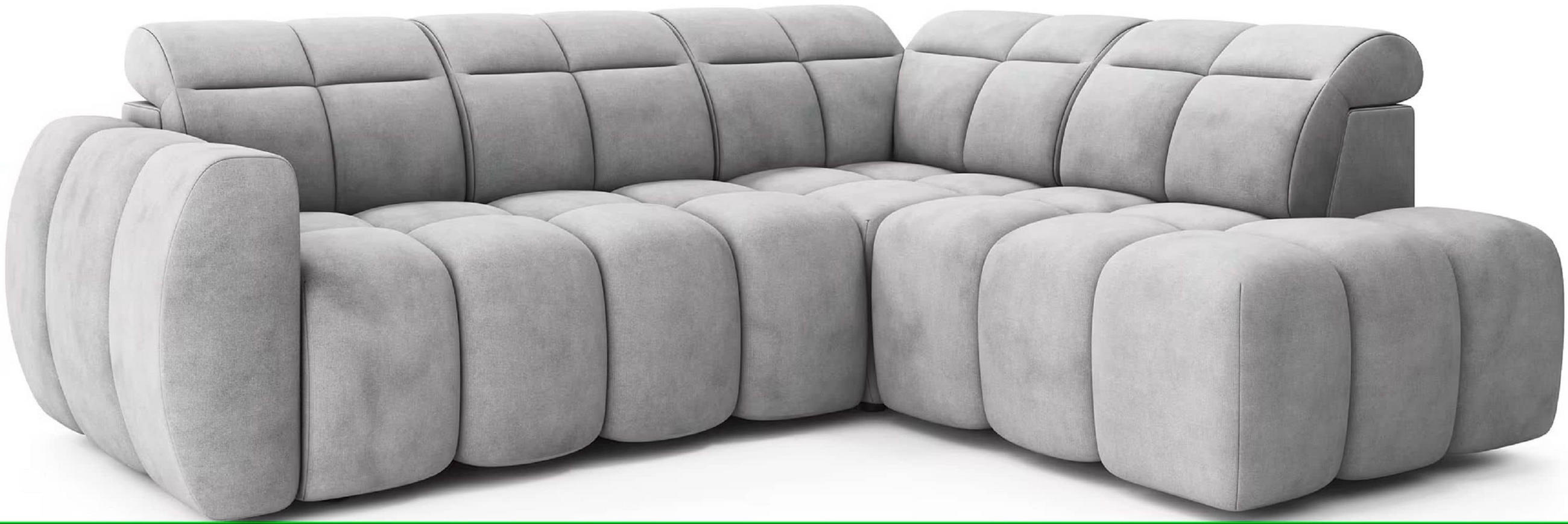 ECKSOFA mit elektrischem Sitzvorschub, Bettkasten und verstellbare Kopflehnen - Grau, Naturmaterialien/Textil (208/258cm) - Eltap