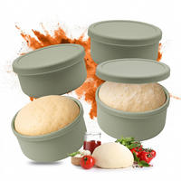 PIZZABALLENBOX Salbei 4er-Set Silikon mit Deckel - Dunkelgrün, Kunststoff (14.5/6.5/14.5cm) - Relaxdays