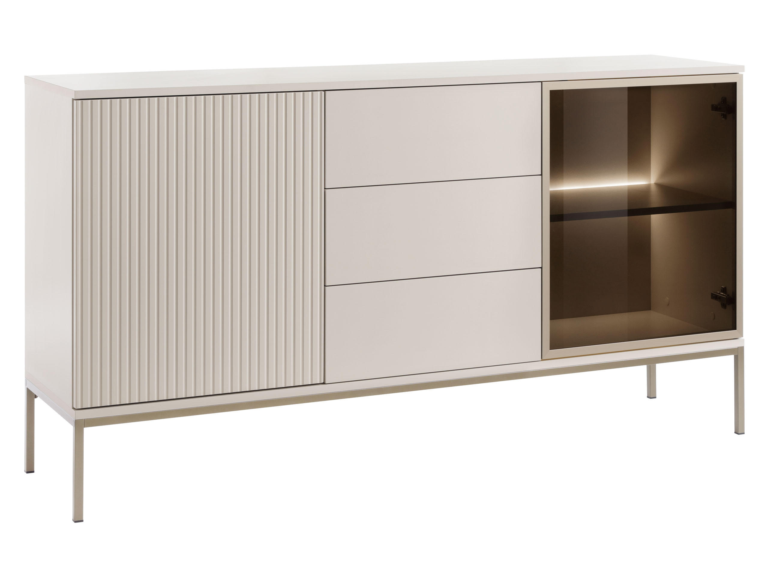 SIDEBOARD Sento KSZ154 - Kaschmir/Schwarz, Holzwerkstoff/Metall (154/83/39cm) - MIRJAN24