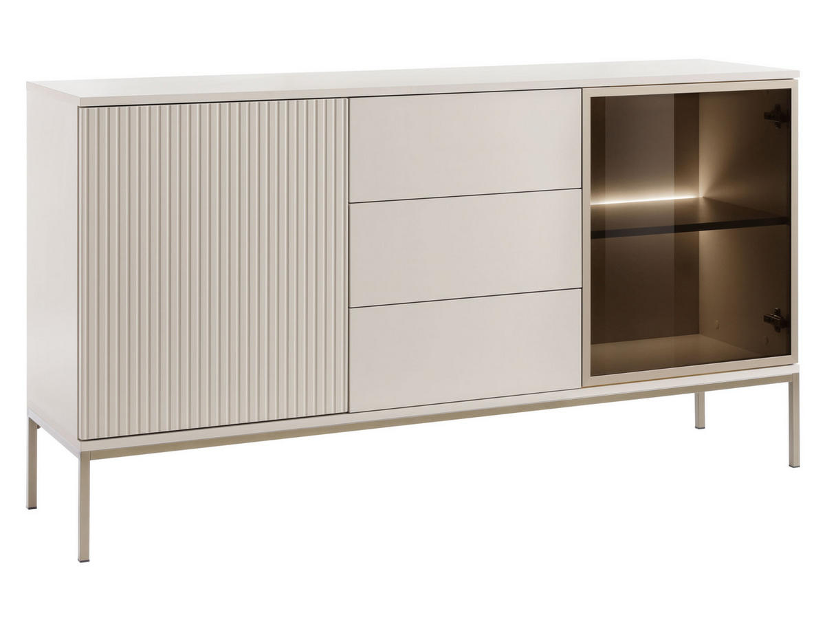 SIDEBOARD Sento KSZ154 - Kaschmir/Schwarz, Holzwerkstoff/Metall (154/83/39cm) - MIRJAN24
