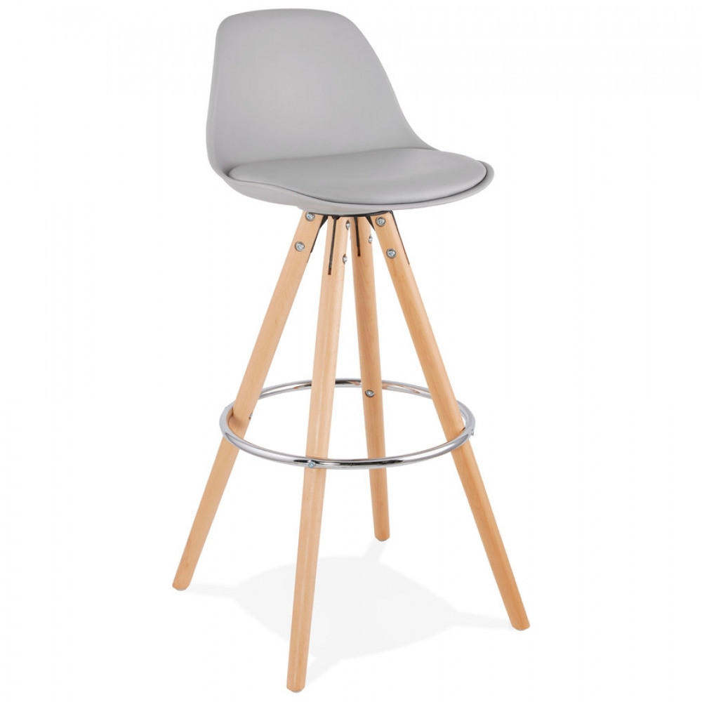 BARHOCKER grau 42x95x43cm - Buchefarben/Grau, Holz/Kunststoff (42/95/43cm) - AlterEgo